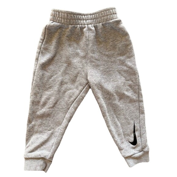 Nike Baby Jogger Pants Gray Fleece Sweatpants Black Logo Size 18 Months - Picture 1 of 4